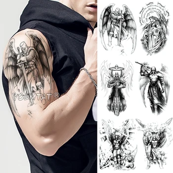 Križarskih Vitezov Samurai Warrior Začasni Tattoo Nalepke Ares Nepremočljiva Tatto Junak Krila Body Art Roko Ponaredek Tattoo Moški Ženske