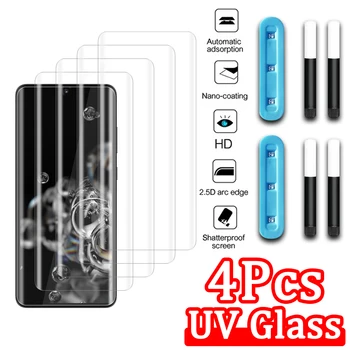4Pcs UV Kaljeno Steklo Za Samsung Galaxy S21 S22 S10 S20 S8 S9 Screen Protector Note20 Note10 S 22 Ultra 21 Opomba 20 10 9 8 Plus
