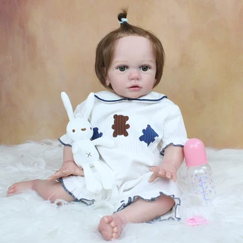 60 CM, 3D-Barva Kože, Mehkega Silikona Prerojeni Baby Doll Za Dekle, Kot Pravi Princesa Malčka Toy Oblačenja Up Živ Bebe Pravi Dotik