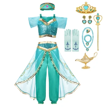 Jasmina Dekleta Obleko Aladdin Princesa Čarobno Svetilko Karneval Oblačila Vestidos Rojstni Cosplay Kostum