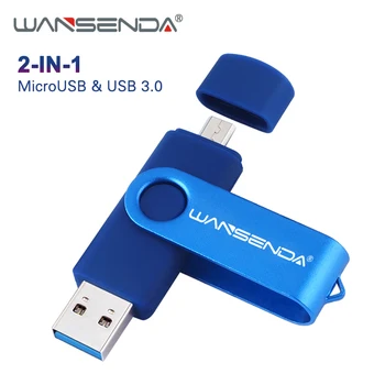 WANSENDA Visoka Hitrost pomnilniški ključek USB OTG Pero Disk 256GB USB 3.0 128GB 32GB 64GB 8GB 16GB 2 V 1, Dual Drive Pendrive