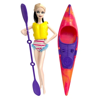 NK 1 Nastavite Poletni Tabor Igrače, Plastične Kajak + Veslo Pop Plaži Igrače Športna Oprema Za Barbie Lutka Dekleta 