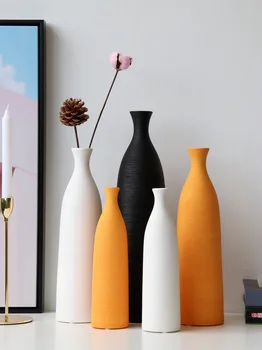 1pc Risanje Nit Črno Bele Keramične Vaze Preprost Sodobni Namizni Vaza Nordijska Dekoracijo Doma Cvetlični Lončki Okrasni Ornamenti