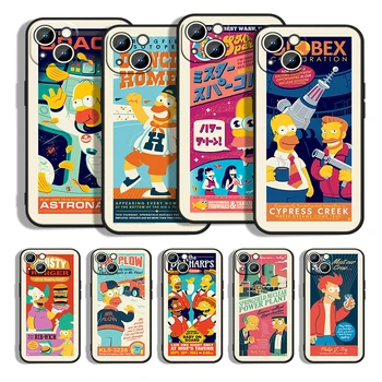 Risanka Srčkan Simpsons Za Apple iPhone 13 12 11 Pro Max mini XS XR X 8 7 6S 6 Plus Črn Silikonski Mehko Telefon Primeru Coque