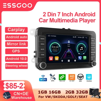 ESSGOO 7 Inch Android avtoradio 2 Din Multimedia Player Carplay RDS GPS 2+32GB Autoradio Stereo Za Volkswagen VW Golf 5 6 Skoda