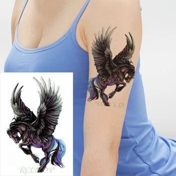 Nepremočljiva Začasni Tattoo Nalepke Pegasus krila konj živali Ponaredek Tatto Flash Tattoo, Body Art tetovaže za Dekle, Žensk, Moških, otrok