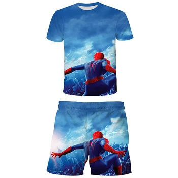 2022 Poletje New Spiderman Marvel Strup Natisni T-shirt majica + Hlače Spider-Man Fantje in Dekleta T-shirt Očarljiva otroška Oblačila
