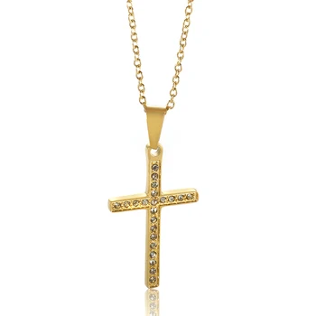 Križ Obesek Crystal Ogrlica Za Ženske, Moške, Iz Nerjavnega Jekla Pozlačeni Kubičnih Cirkonij Je Jezus Križ Čar Verige Nakit Ogrlica