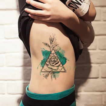 Nepremočljiva Začasni Tattoo Nalepke Cvet Vrtnice trikotnik ponaredek tatto flash tattoo tatouage temporaire nogo, roko za dekle ženske