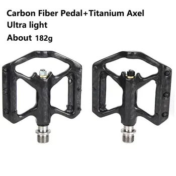 Ogljikovih Vlaken Ultra Lahka Bike Pedala Lahka Platforma Pedal Tri Nosijo MTB Kolesa, Kolesarska Pedala Titana Os