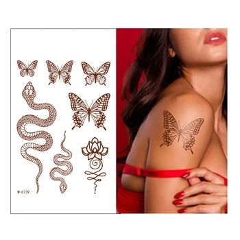 Henna Tattoo Nalepke Začasno Rjava Henna Prsih Strani Čipke Henna Mandala Flash Tetovaže Nalepke Body Art Roko Ponaredek Tattoo Ženske Moški