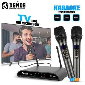 DGNOG DX02 Dvojno Ročni Brezžični Mikrofon Sistem 5.0 Bluetooth Echo 2 Kanala TV Karaoke Mic Za Družino Strank Doma Stranka