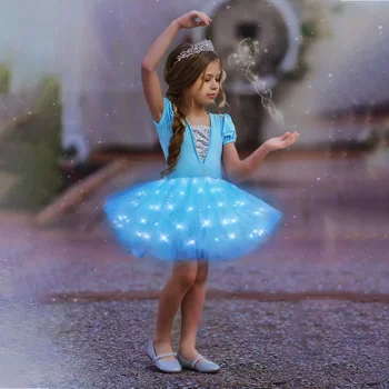 LED sveti 3-10 Let Dekleta Princesa Pepelka TUTU Obleko Baby Dekle Fazi Kaže Božič, Rojstni dan Pustni Kostum