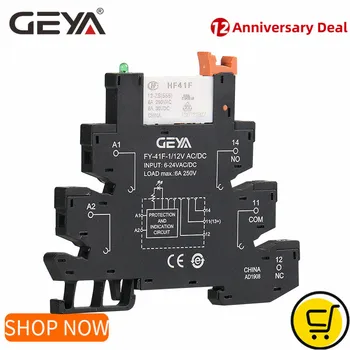GEYA Slim Rele Modul Zaščita Vezja 6A Rele 12VDC/AC ali 24 VDC/AC 48VDC/AC ali 110VAC 230VAC Rele Vtičnico 6,2 mm, debelina