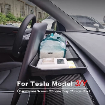 Za Tesla Model 3 Model Y 2017-2019 2020 2021 2022 ITD Škatla za Shranjevanje Avto Za Zaslon Silikonski Pladenj Tkiva Polje Dodatki