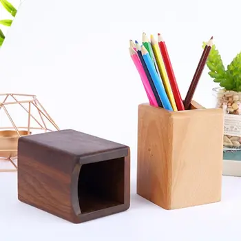 Naravne Lesene Pero Svinčnik Imetnik Več-uporabite Desk Organizator Škatla za Shranjevanje Namizje
