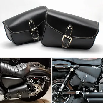 Motorno kolo Črna Umetno Usnje Orodje Prtljage Strani Bisaga Sedlo Torba Primerna Za Harley Sportster XL 883 XL1200 Hugger Sportster