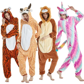 Nove Živali Šiv Panda Onesie Odraslih Samorog Pižamo Kigurumi Sleepwear Za Ženske Pozimi Toplo Jumpsuit Kombinezon Licorne Kostum