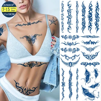 Sok, Ki Trajajo Črnilo Tetovaže Body Art Nepremočljiva Začasni Tattoo Nalepke Pasu Prsih Obraz Tattoo Metulj Zvezde Ponaredek Tatto Ženske