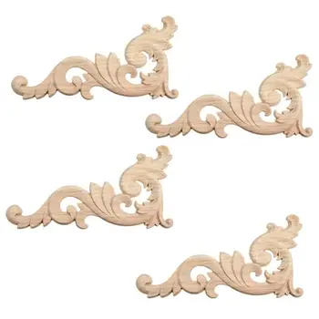 4 kosov ornament ornament lesa, ročno izdelani okraski za omaro pohištvo kotu 15x7.5 cm
