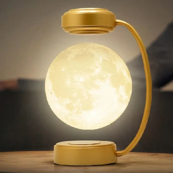 3D Magnetni Levitating Luna LED Nočna Lučka Obračanje Brezžični Luna Žogo Plava Lučka Za Šolo Pisarniški Doma Dekoracijo
