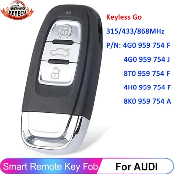 KEYECU 754J brez ključa Smart Remote Key Fob Za Audi A4 A5 A6L A7 A8 V5 4G0959754F 4G0959754J 8T0959754F 4H0959754F 8K0959754A