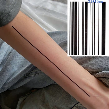 Nepremočljiva Začasni Tattoo Nalepke Črni Trak, črtne Kode črtne (Streak Vrstici Ponaredek Tatto Flash Tattoo Nazaj, Noge, Trebuh, Roko za Moške, Ženske