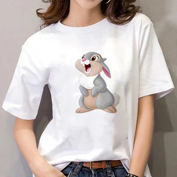 Ženske Smešno Disney Zajec Bambi Thumper Tiskanja Dekle Top Graphic Tee Shirt Harajuku Majica S Kratkimi Rokavi Ženske Tees Tshirts