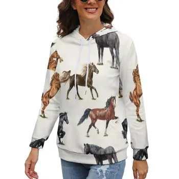 Konj Pack Hoodies Kul Konj Ljubezni Osnovne Prevelik Pulover S Kapuco Ženska Dolg Rokav Harajuku Sweatshirts Vroče, Pozimi Natisnjeni Oblačila