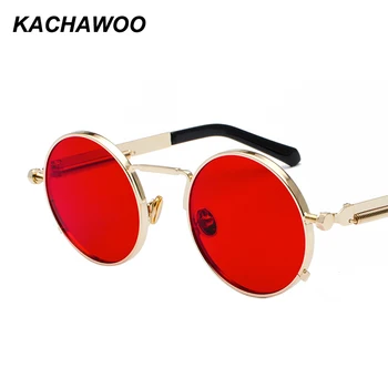 Kachawoo krog gothic steampunk sončna očala moških rdeča kovinski okvir retro vintage okrogla sončna očala za ženske poletja 2018 UV400