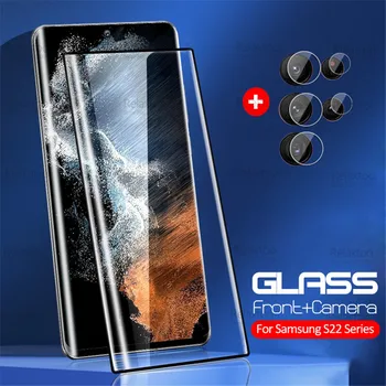 2To1 Polno Ukrivljeni Fotoaparat Zaščitno Steklo Za Samsung Galaxy S22 Ultra Stekla Screen Protector Samung S 22 Ultra 5G S22Ultra Film