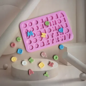 Čokolada silikonski Kalup Ustvarjalne Gumb Čokolada Pismo Število Oblikovan Peko Orodja Silikonski Torto Jelly Candy Plesni 3D DIY