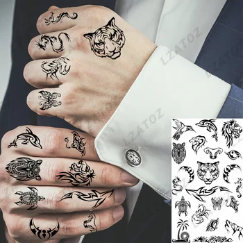 Majhne Tiger Zmaj Začasne Tetovaže Za Moške Odrasle Realne Scorpion Sova Ponaredek Tattoo Nalepke Majhen Prst Nepremočljiva Tatoos