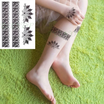 Nepremočljiva Začasni Tattoo Nalepke cvet velikost seksi čipke hanna band flash tattoo nogo nazaj roko velike ponaredek tatto za dekle ženske