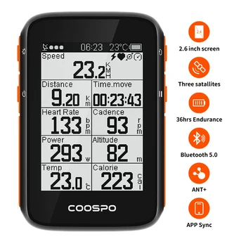 CooSpo BC200 Brezžični Kolesarski Računalnik GPS Kolo merilnik Hitrosti Kolesarski Števec 2.6 v Bluetooth5.0 ANT+ APLIKACIJO Sinhronizacija Naklon, nadmorska Višina