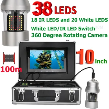 Podvodni Ribolov Video Kamera 10 Palčni 50m 100m Ribe Finder IP68 Vodotesen 38 Led 360-Stopinjski Vrtečih Ribe Fotoaparat