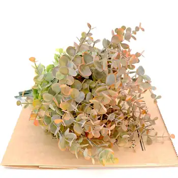 34 CM 5 Vilice Umetnih Plastičnih Rastline Eucalyptus Podružnica za Vrt Vaza Doma Božič Poročno Dekoracijo Umetno Ponaredek Cvetje