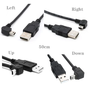 50 cm pod kotom 90 stopnjo Kabel MINI USB MINI B tip USB2.0 Moški podatkov & polnjenje kabel usb za MP3, MP4, GPS