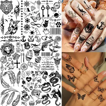 Črna Sidro Metulj Začasne Tetovaže Za Ženske, Otroci Ponaredek Kita Čoln Živali Tattoo Nalepke Realne Prst Umetnosti Tatoos Mala